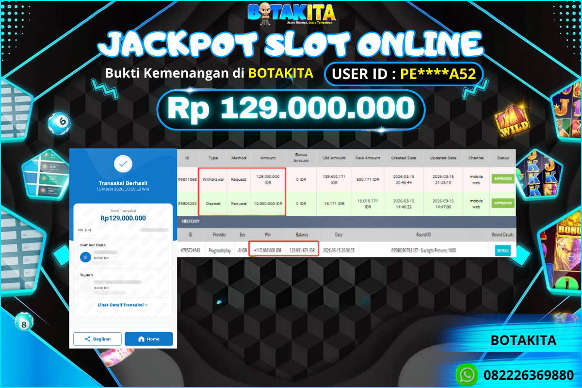 BOTAKITA JACKPOT SLOT ONLINE Rp 129.000.000