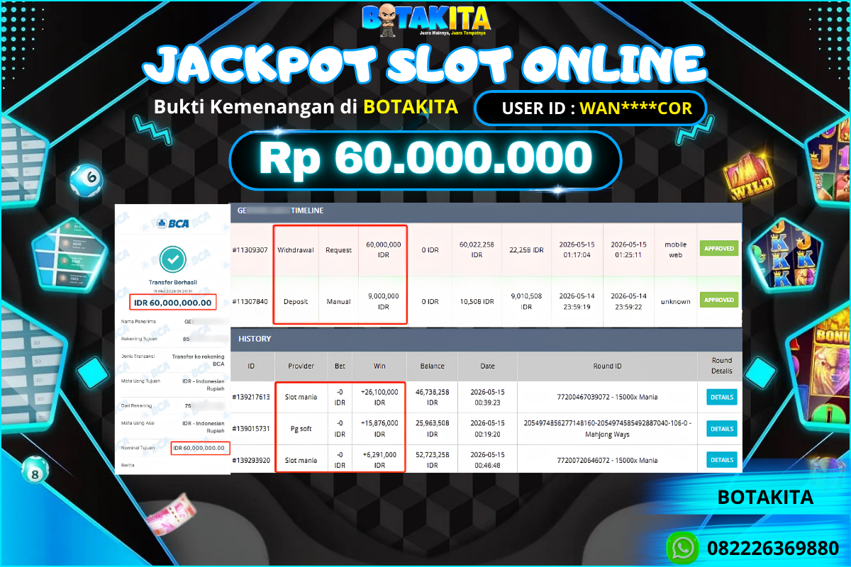 BOTAKITA JACKPOT SLOT ONLINE Rp 60.000.000
