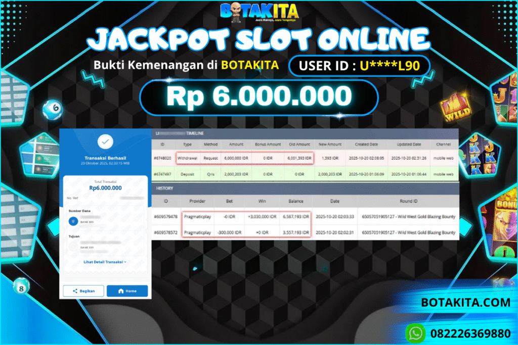 BOTAKITA JACKPOT SLOT ONLINE Rp 6.000.000