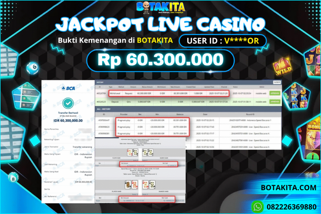 BOTAKITA JACKPOT LIVE CASINO Rp 60.300.000