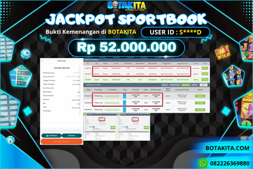 BOTAKITA JACKPOT SPORTBOOK Rp 52.000.000