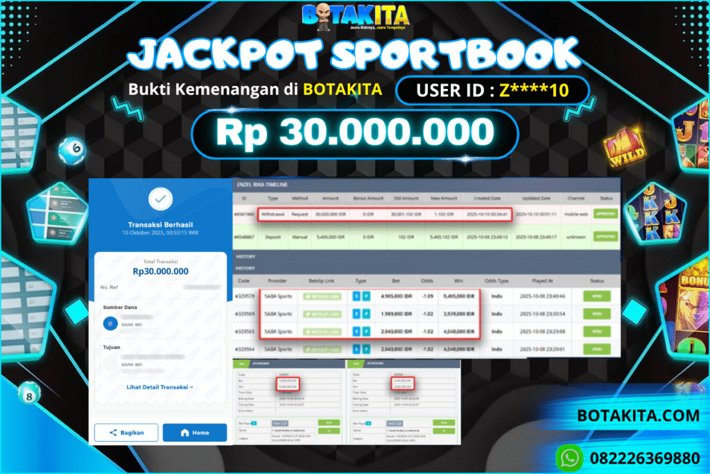 BOTAKITA JACKPOT SPORTBOOK Rp 30.000.000