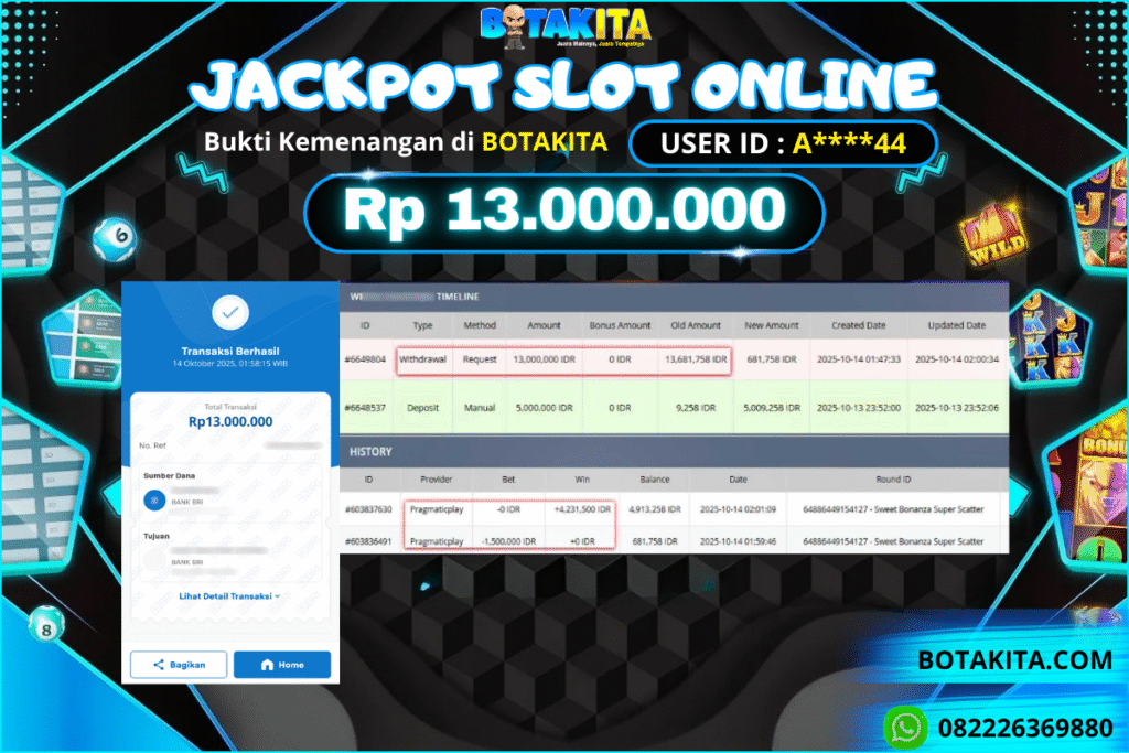 BOTAKITA JACKPOT SLOT ONLINE Rp 13.000.000