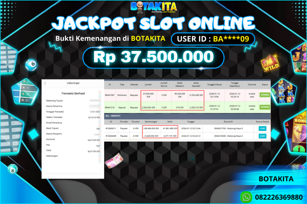 BOTAKITA JACKPOT SLOT ONLINE Rp 37.500.000