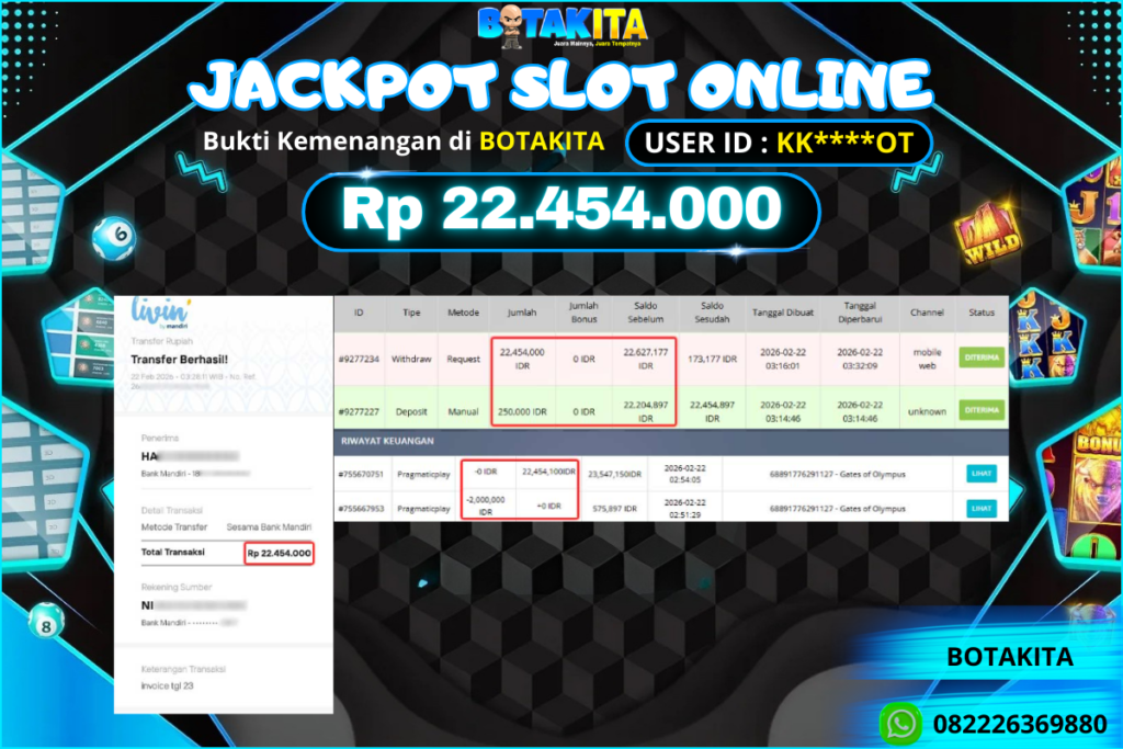 BOTAKITA JACKPOT SLOT ONLINE Rp 22.454.000